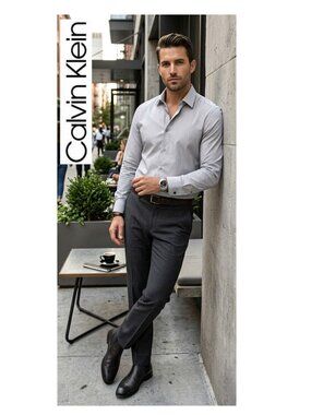 CALVIN KLEIN - Men's cotton non-iron slim fit dress shirt